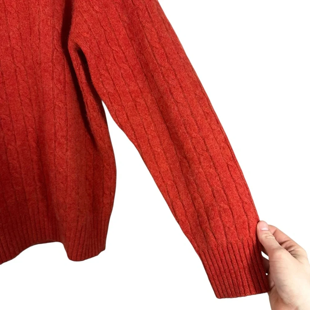 Davis & Squire 2 Ply Cable Cashmere Orange Mens Sweater Size Medium - Picture 4 of 7